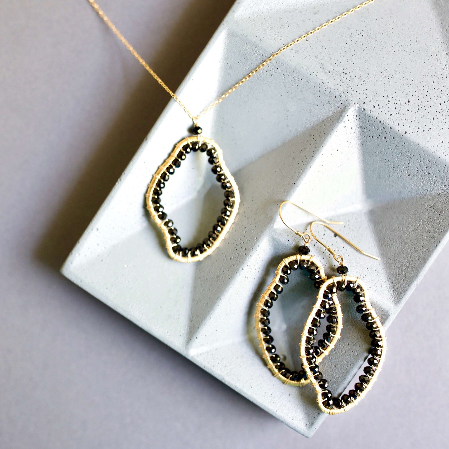 Black Spinel Freestyle Earrings