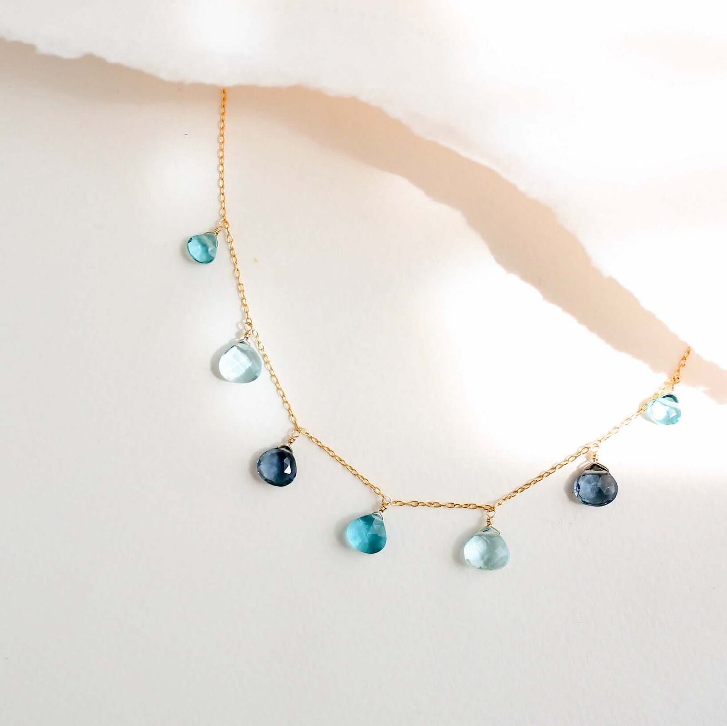 Blue Gemstone Silver Sparkler Necklace
