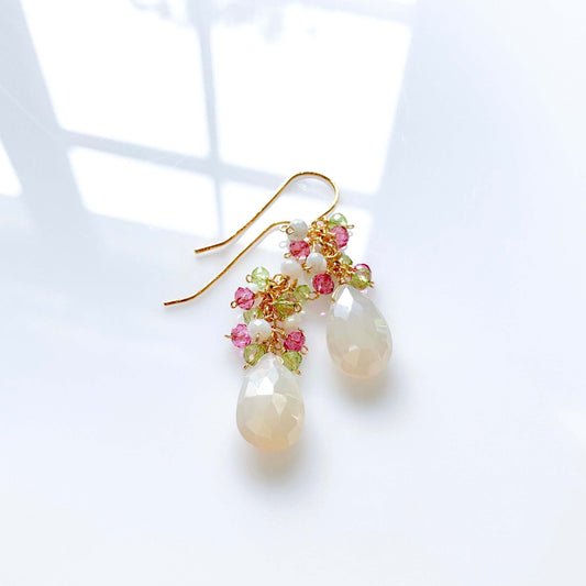 White Chalcedony Pastel Gemstone Earrings