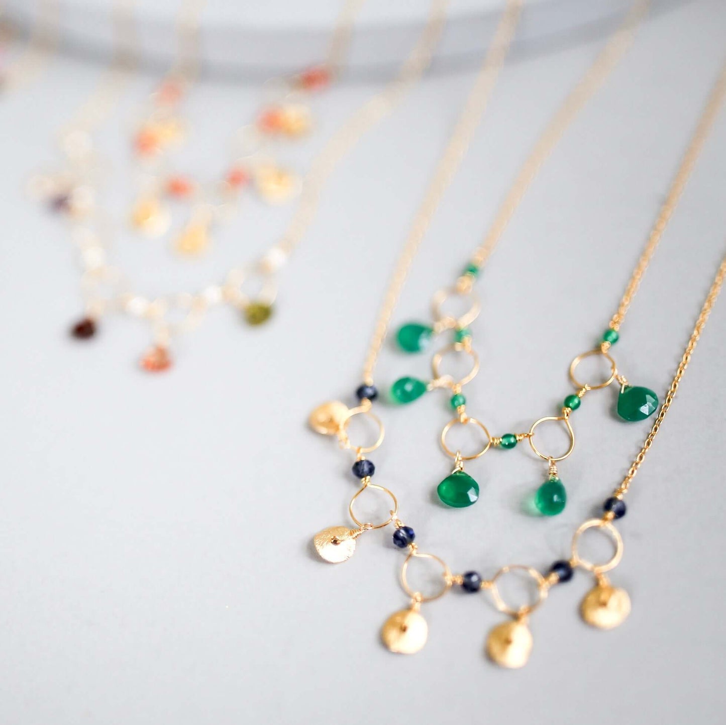 Orange Chalcedony Mini Chain Loop Necklace