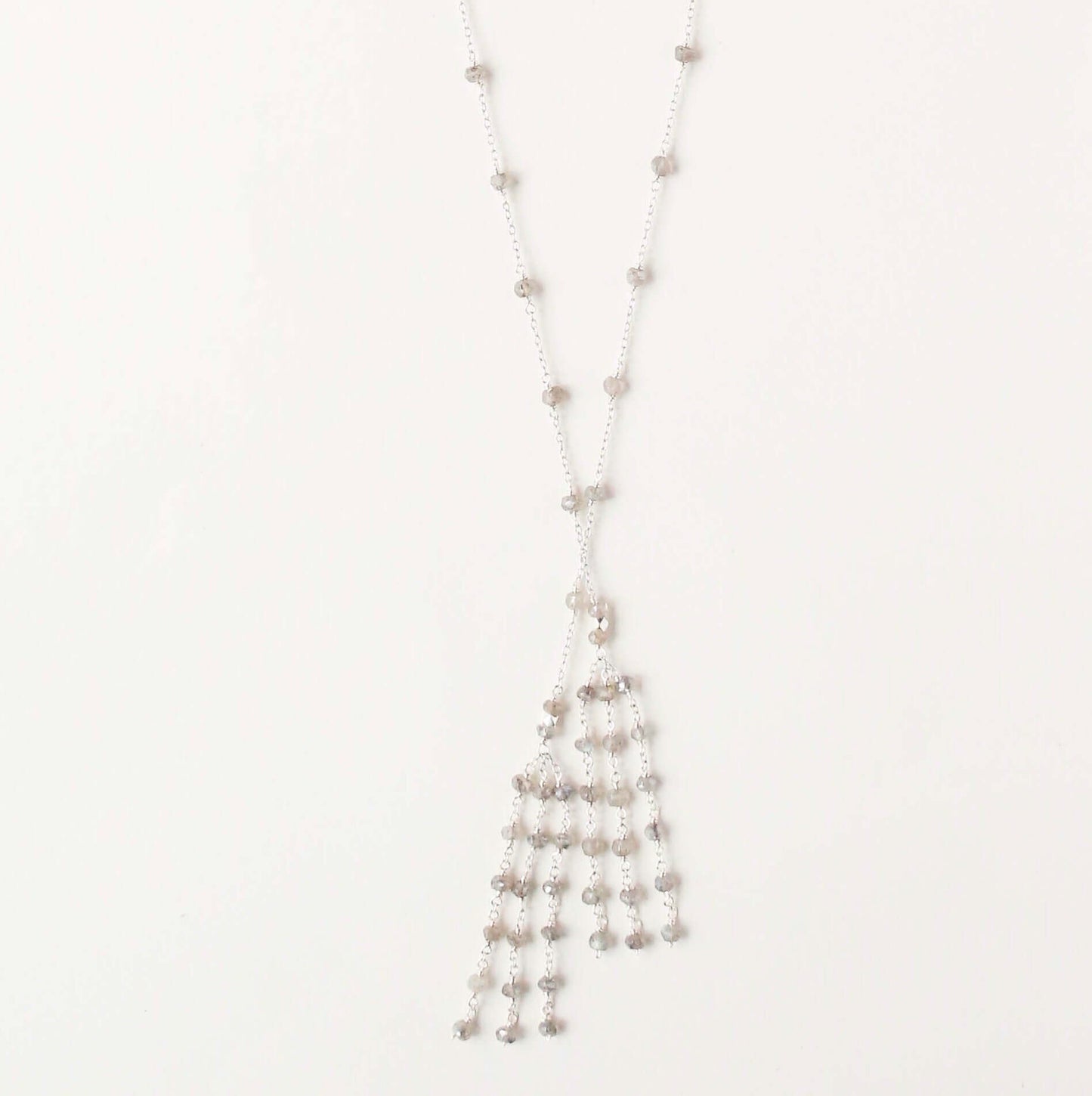Gold Ballet Lariat Necklace in Labradorite
