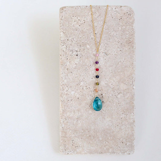 Neon Blue Quartz Yoga Pendant Necklace