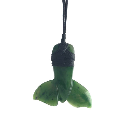 Jade Whale Tail Pendant, 1.5"