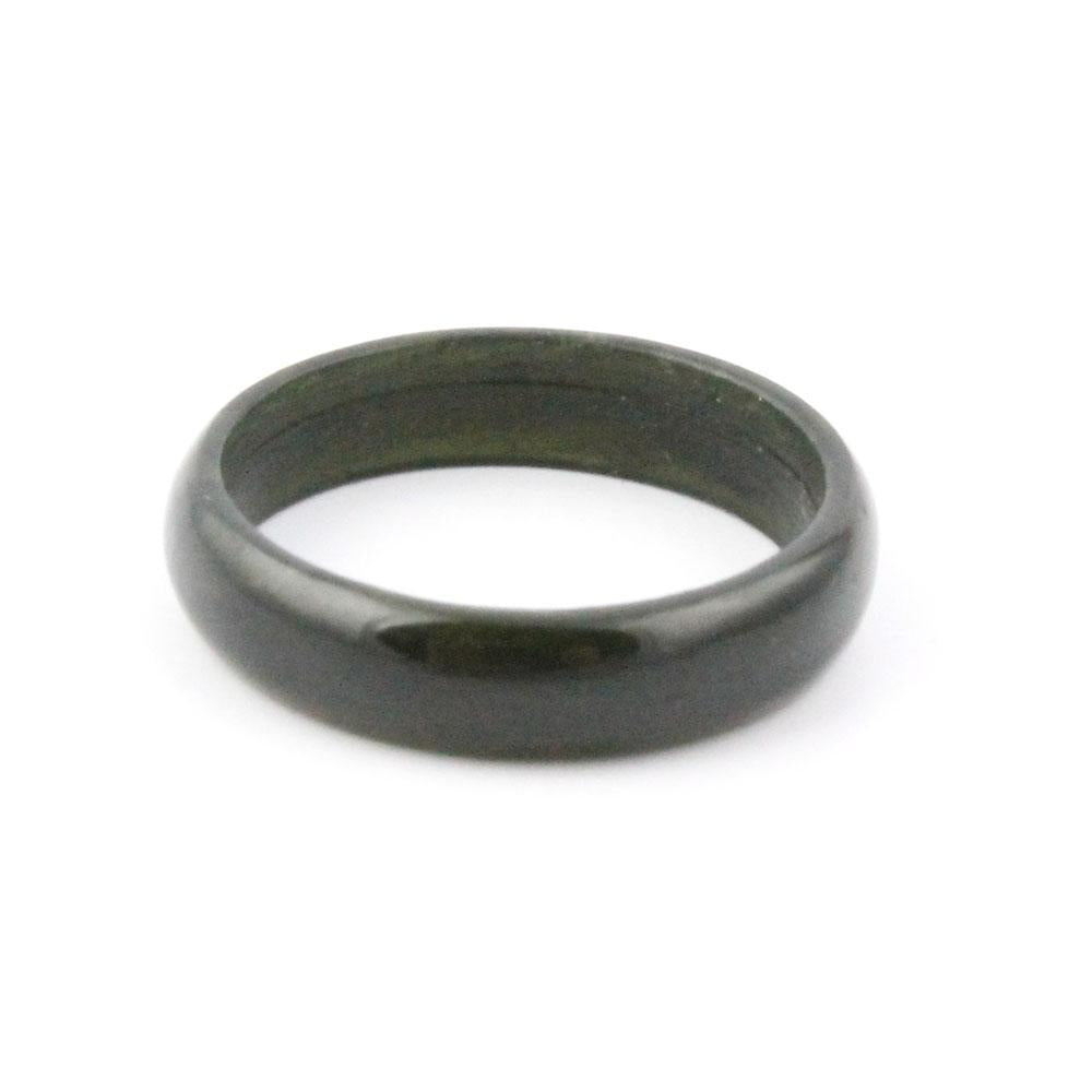 Narrow Band Ring, Black Jade