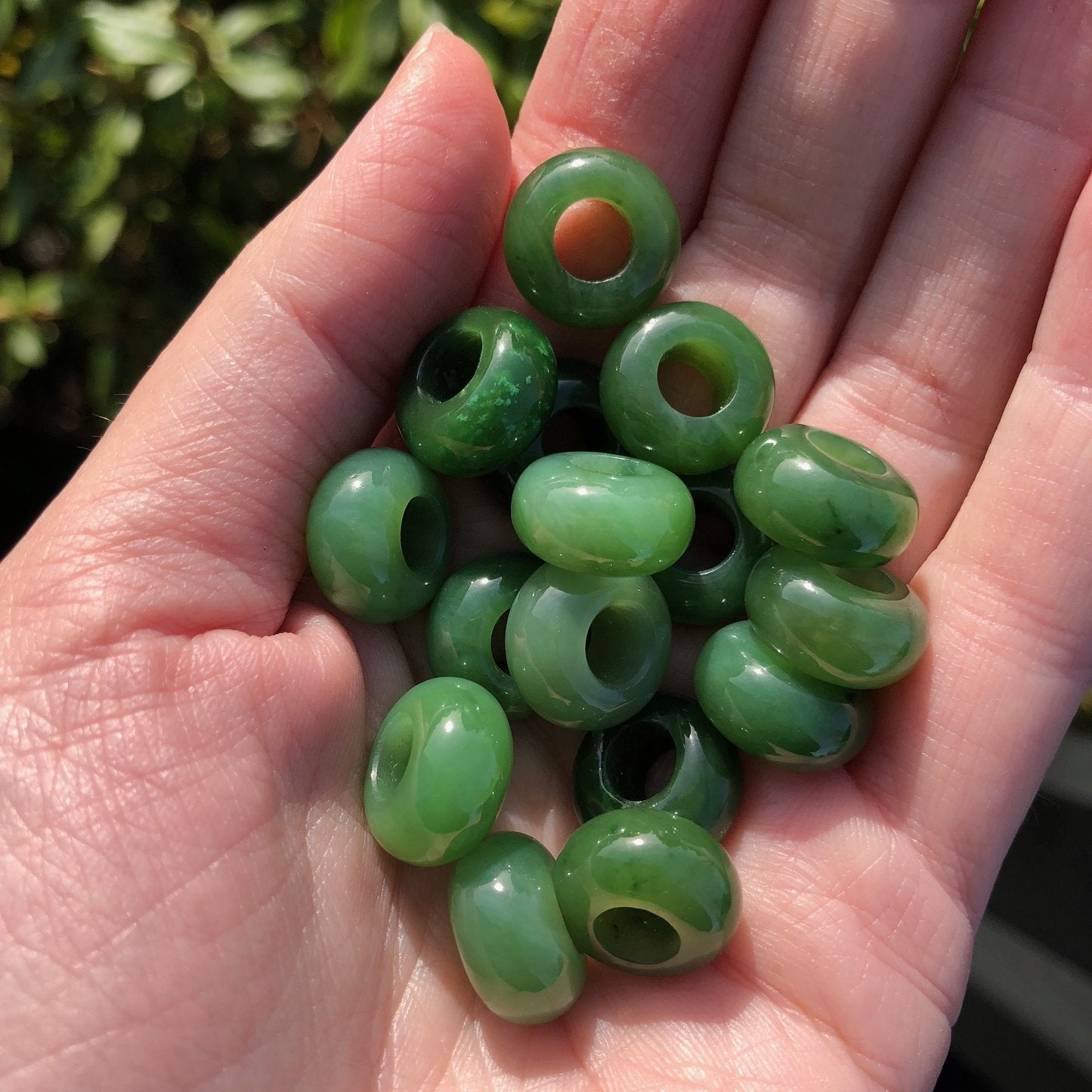 Jade Bead, 14x7.5mm
