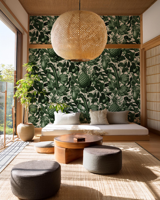 Juicy Fruit Wallpaper, white and dark green