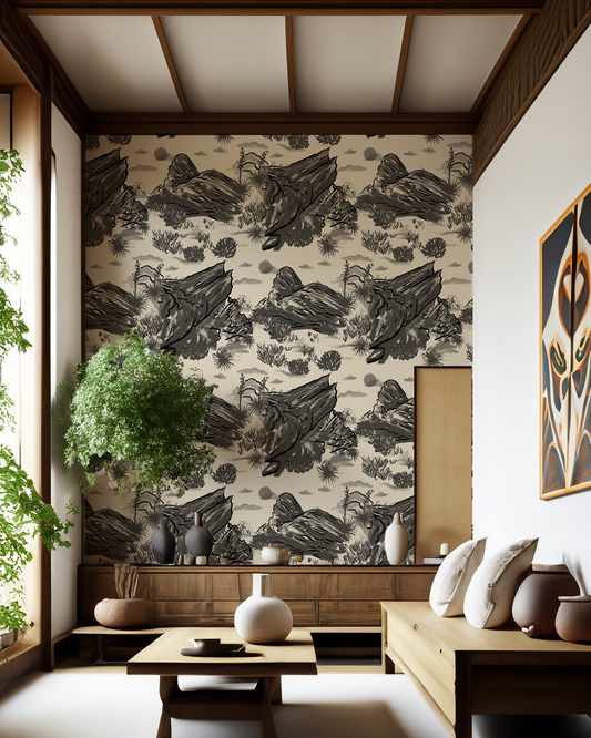 Vasquez Wallpaper, tan and black