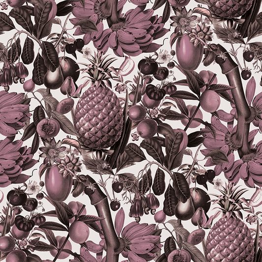 Juicy Fruit Wallpaper, white & mauve