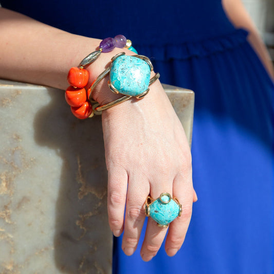 Keleidoscope Multistone Chunky Golden Bracelet