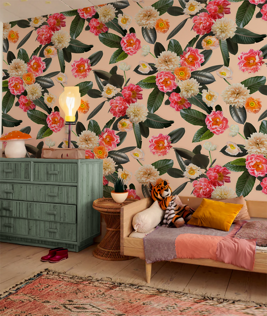 Flower Party Wallpaper, nude