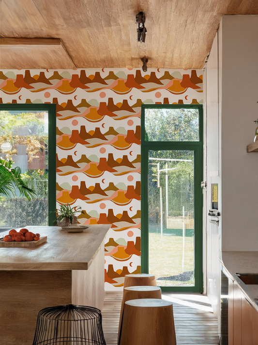 Painted Mesa Wallpaper, rust