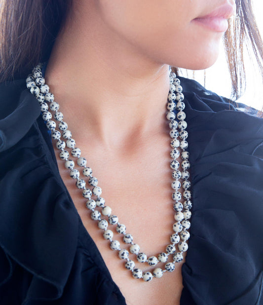 Knotted Dalmatian Jasper Necklace