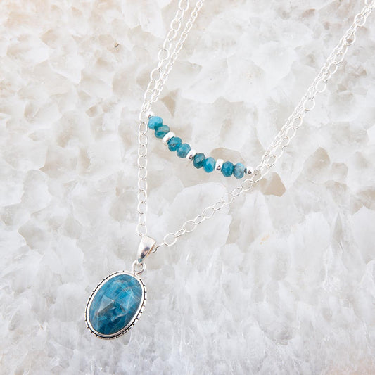 Layered Blue Apatite and Sterling Silver Necklace