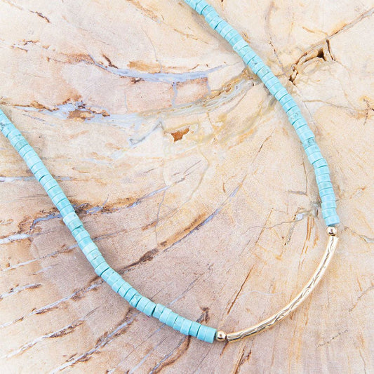 Little Bit Turquoise Golden Bar Necklace