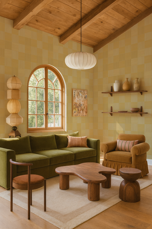 Zellige Wallpaper, butter