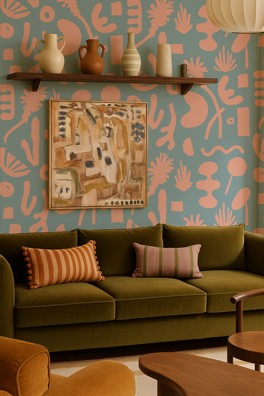 Pool Side Wallpaper, blue and pink