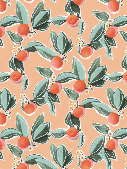 Mandarin Blossom Wallpaper, peach