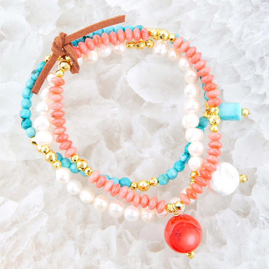Mandy Colorful Pearl Stretch Bracelet Set
