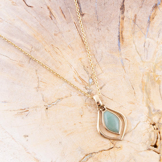 Melita Green Aventurine Golden Pendant Necklace