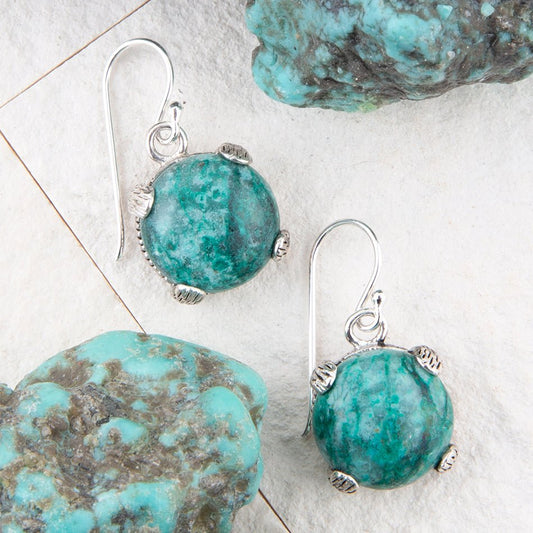 Nomad Blue Chrysocolla and Sterling Silver Drop Earrings