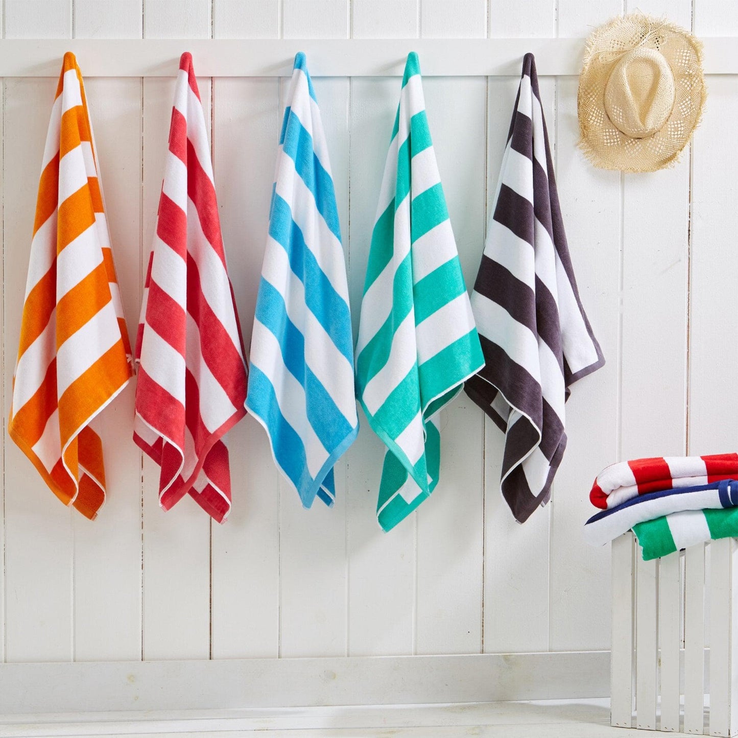 Cotton Velour Cabana Stripe Beach Towel - Novia Collection