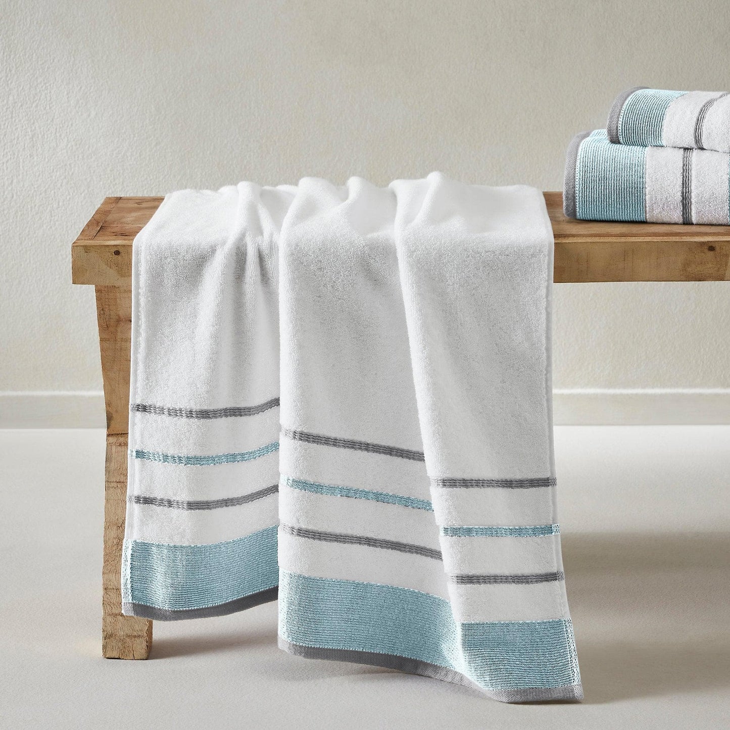 Decorative Cotton Stripe Bath Towel Set - Noelle Collection