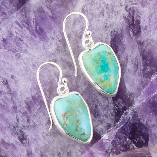 Organic Turquoise and Sterling Silver Drop Earrings