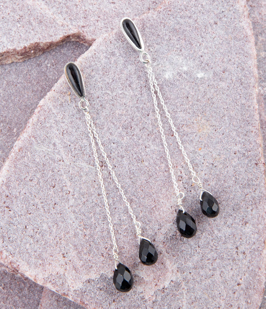 Palios Black Onyx Cascade Post Earrings