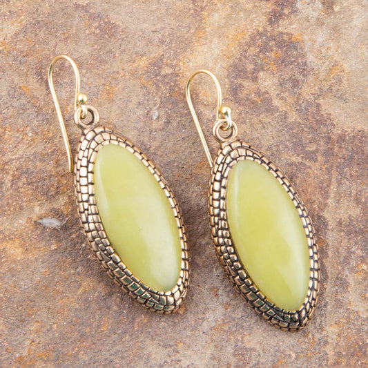 Palios Green Jade Drop Earrings