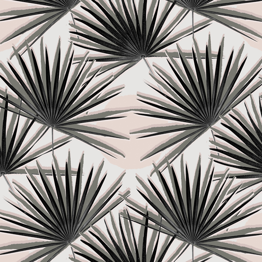 Palm Deco Wallpaper, black and blush