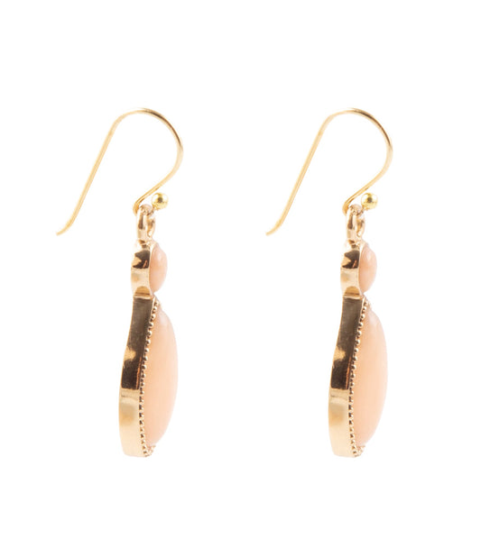 Peach Aventurine and Bronze Drop Earrings