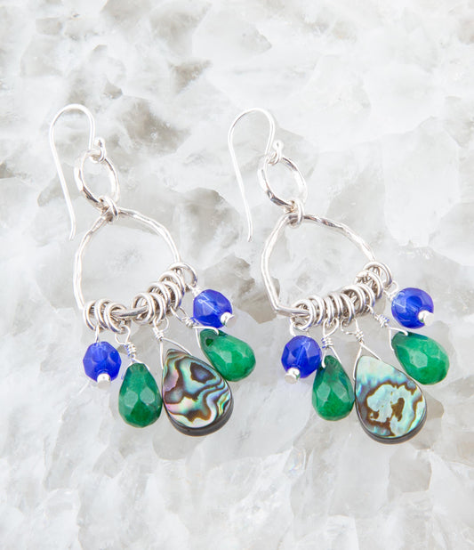 Peacock Abalone Drop Earrings