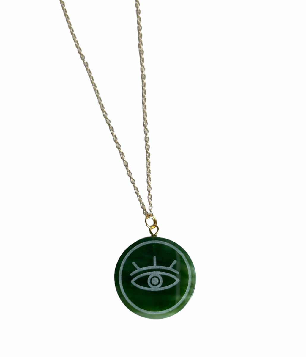 Canadian Jade Evil Eye Pendant, 25mm