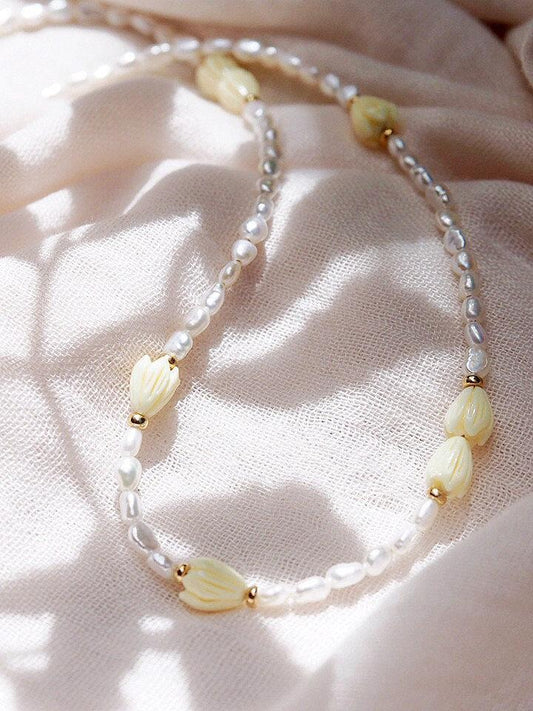 Pikake Gold Pearl Bead Necklace - Mele