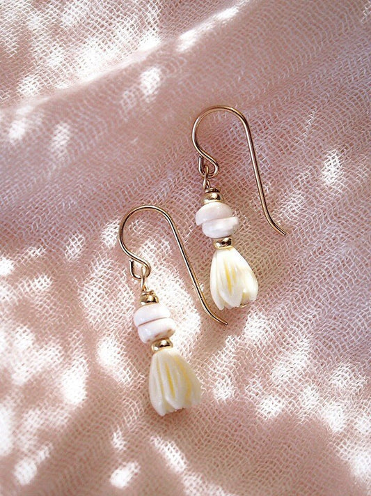 Pikake Puka Drop Earrings - Kēhau