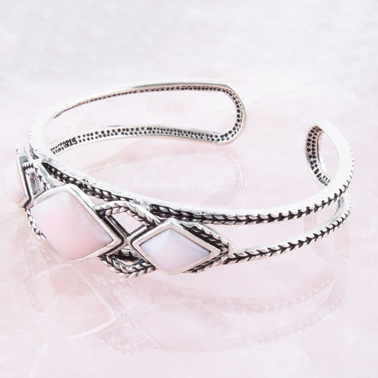 Pink Opal and Sterling Silver Cuff Bracelet