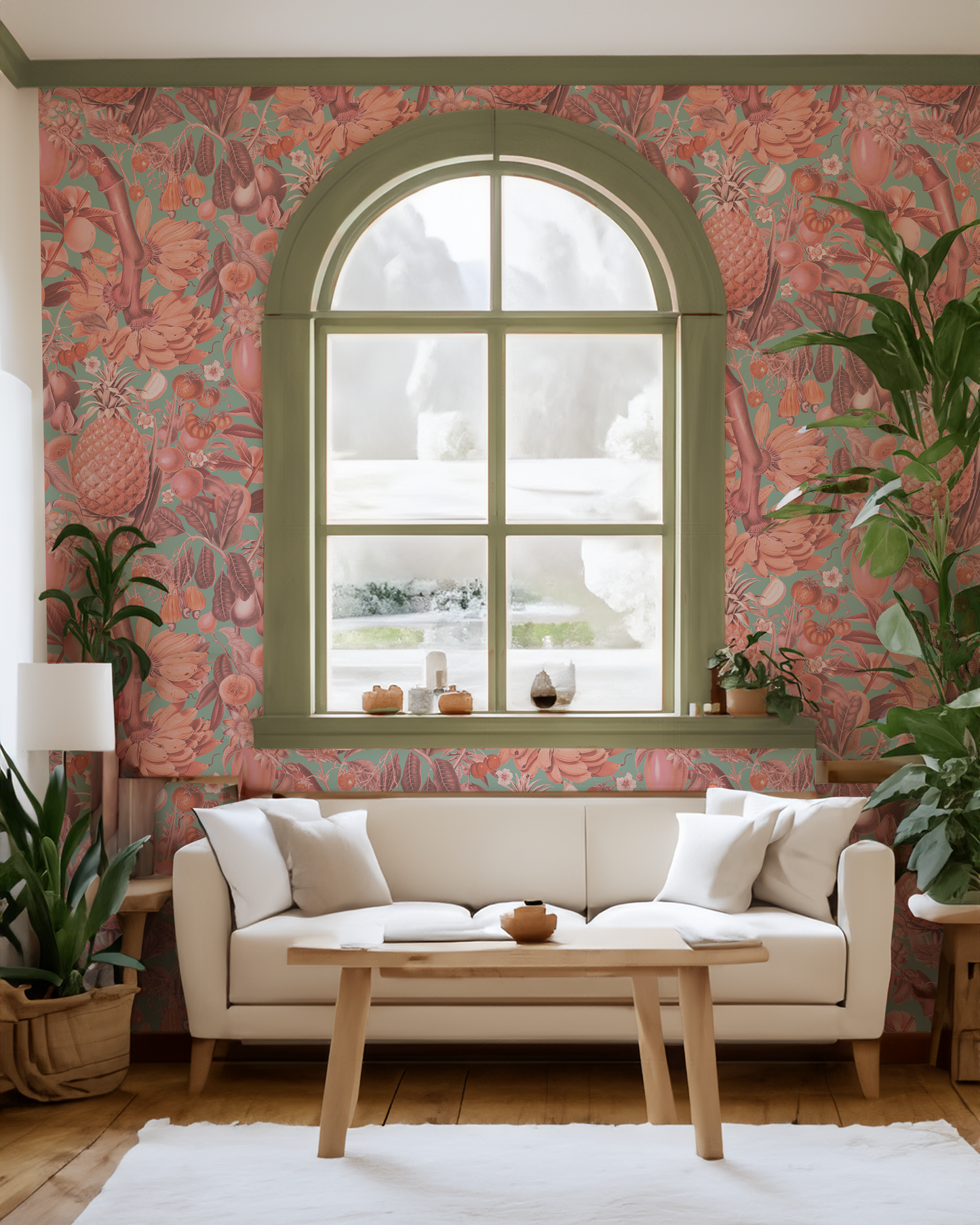 Juicy Fruit Wallpaper, mint and coral