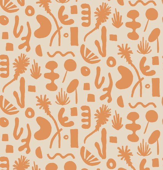 Pool Side Wallpaper, tan and orange