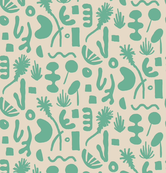 Pool Side Wallpaper, tan and teal