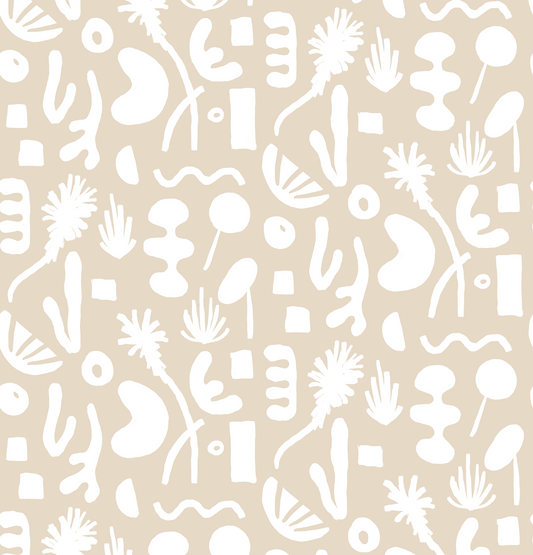 Pool Side Wallpaper, tan and white