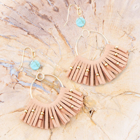 Pueblo Blue Magnesite Golden Fringe Earrings