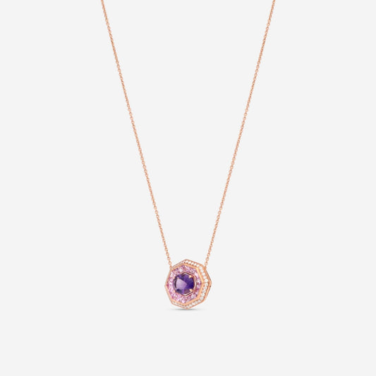 Roberto Coin Art Deco 18K Rose Gold Multistone Pendant Necklace 378130AXCHJX
