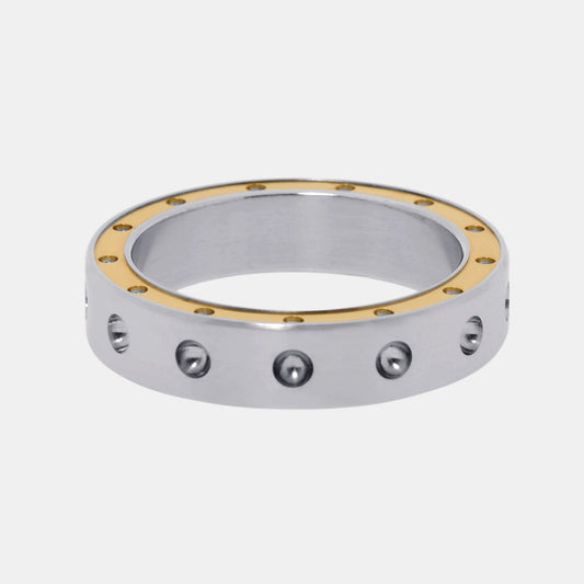 Roberto Coin Pois Moi Stainless Steel and 18k Rose Gold Band Ring Sz. 10 7771526ASH10R