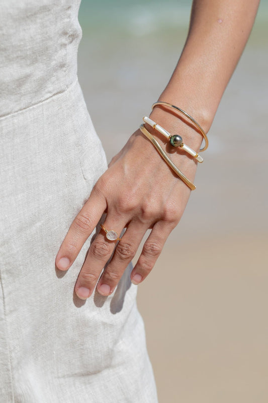Rose Cut Rainbow Moonstone Ring - Hokulani