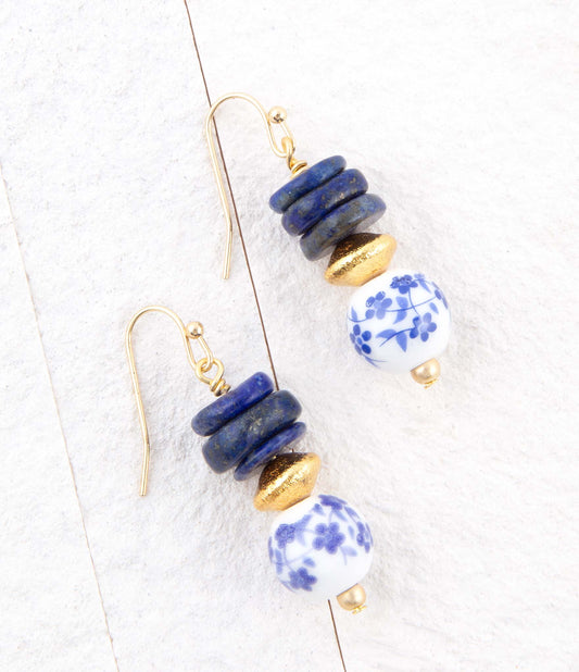 Santorini Cobalt Blue Lapis Drop Earrings