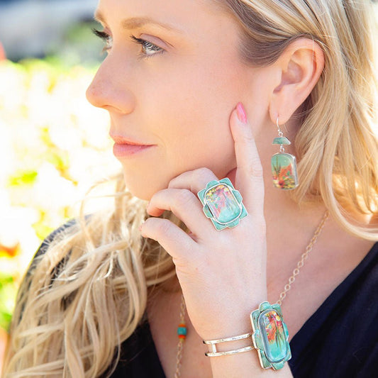 Scenic Sedona Blue Turquoise and Golden Cuff Bracelet