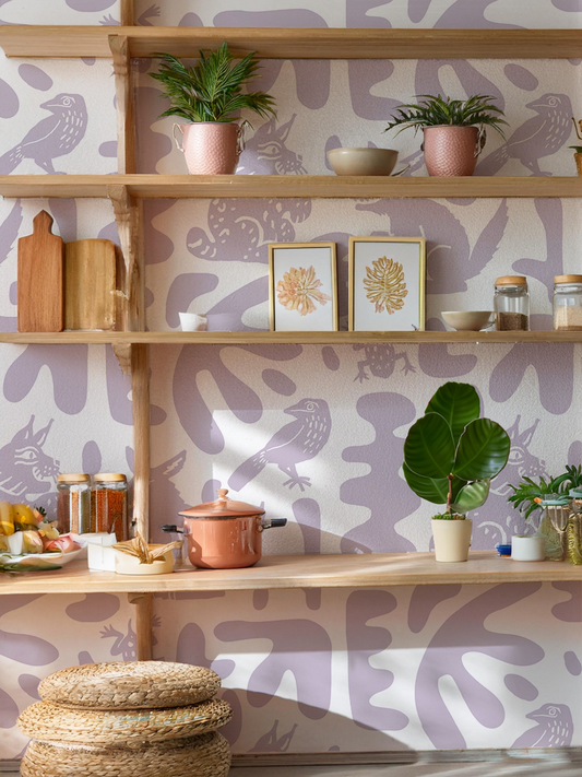 Abstract Animales Wallpaper, lavender