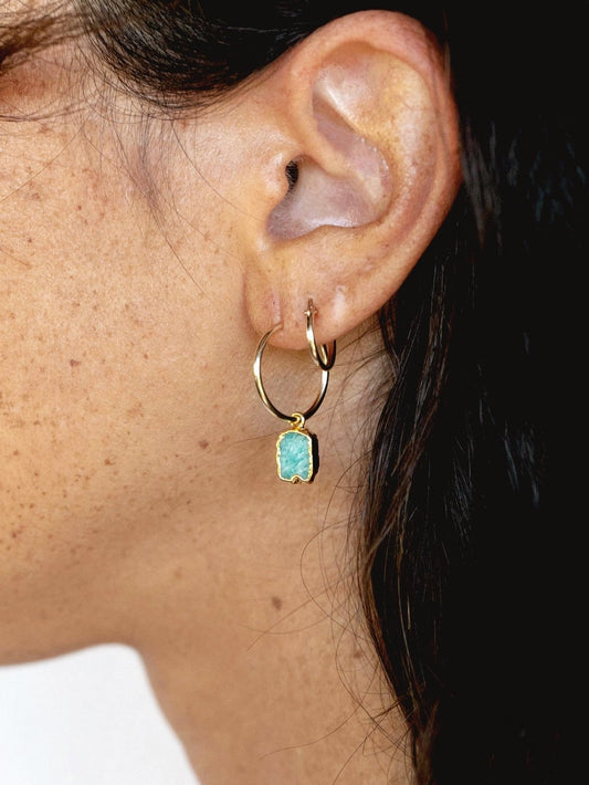 Small Amazonite Hoop Earrings - Kaheka