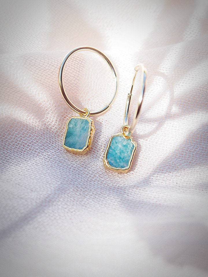 Small Amazonite Hoop Earrings - Kaheka