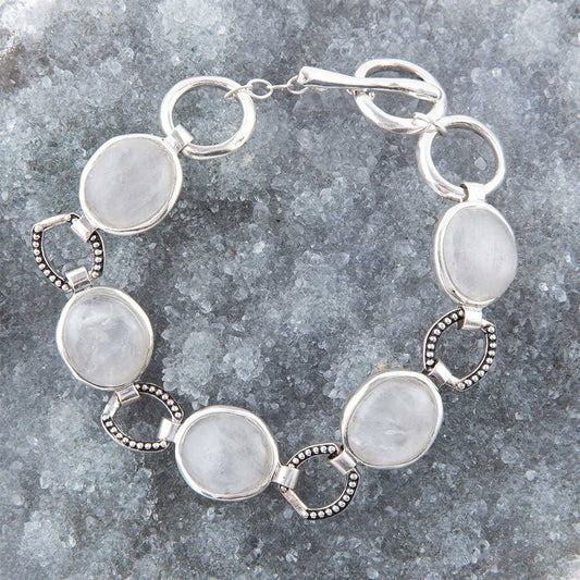 Splender Grey Quartz Sterling Link Bracelet